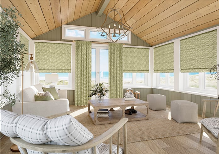 Land & Shore Oak Leaf, Green - Twist&Fit Roman Blind - Image 7